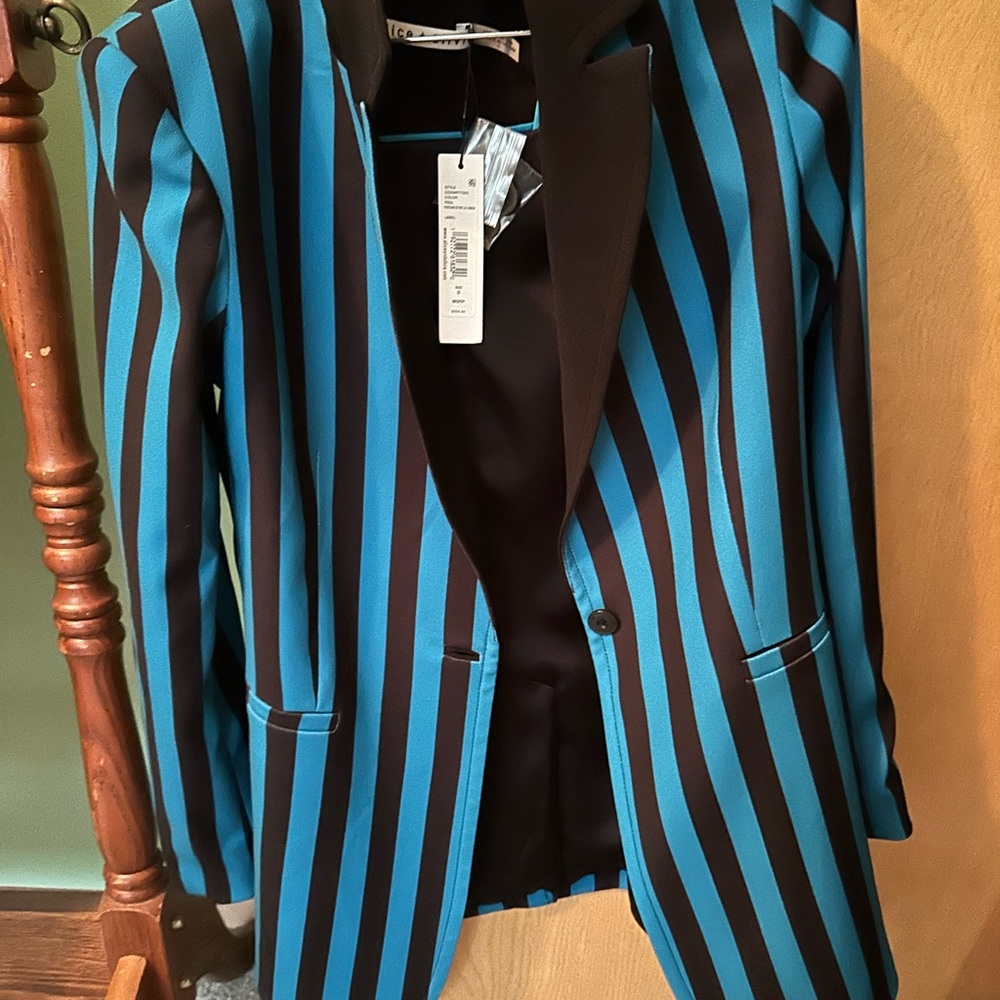 Pontiac Striped Blazer - Black and Turquoise
